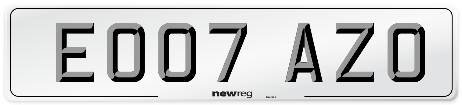 EO07 AZO Number Plate from New Reg
